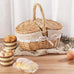 Handmade Wicker Picnic Basket With Handle Picnic Hamper Multi-Purpose Willow Woven Storage Box Outdoor Camping Fruit Basket