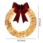 Metal Christmas Wreath Artificial Door Wreath Clear LED Lights Large Christmas Wreath with Warm Lights Christmas Wreath