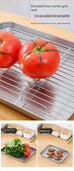 Flat Bottom 430 Stainless Steel Square Plate Oven Safe BBQ Grill Pan Drain Tray Oil Drip Rack Prep Plate for Roasting Grilling