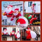 6FT Christmas Inflatables Roof Outdoor Decorations Climbing Santas Funny Hanging Santa Inflatable with Gift Bag for Window Eaves