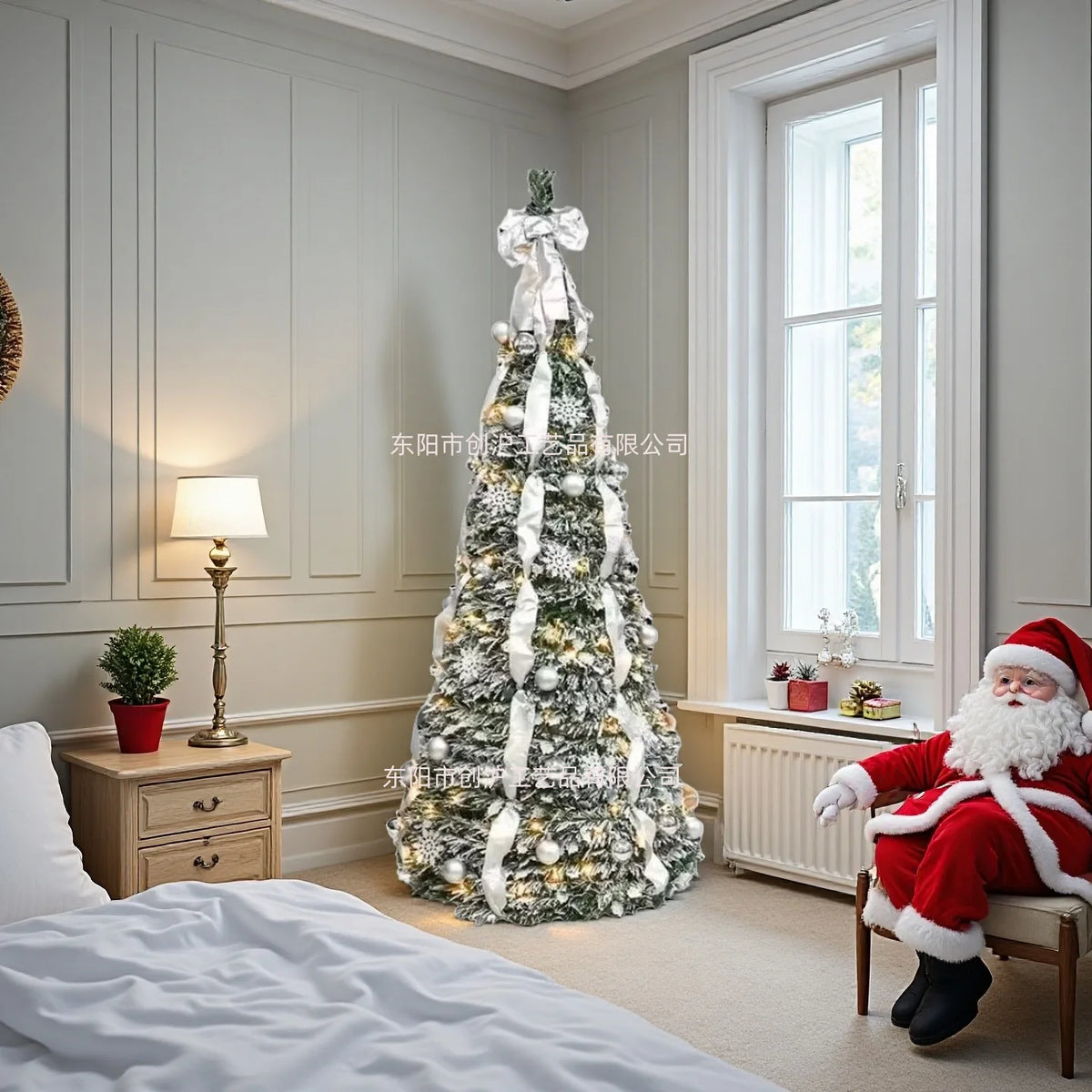 New 210cm/7ft Foldable Pre-Decorated Christmas Tree Pop-Up Festive Decoration Home Decor Portable Christmas Tree