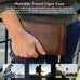 Leather Cigar Humidor with Cigar Lighter,Built-in Straight Cigar Cutter and Cigar Punch,Humidifier and Cedar Tray