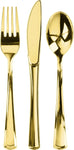 300-Piece Gold Plastic Silverware Set - Heavy Duty Disposable Cutlery, Includes 100 Forks, 100 Spoons & 100 Knives, Ideal for Parties, Baby Showers, Weddings, and Birthdays