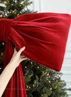 Fluffy velvet Christmas bows for background party room wall decorations Giant Christmas bows for Christmas tree decorations