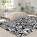 Abstract Ocean Blue Carpet, Modern Coastal Marble Carpet, Contemporary Living Room Rug.
