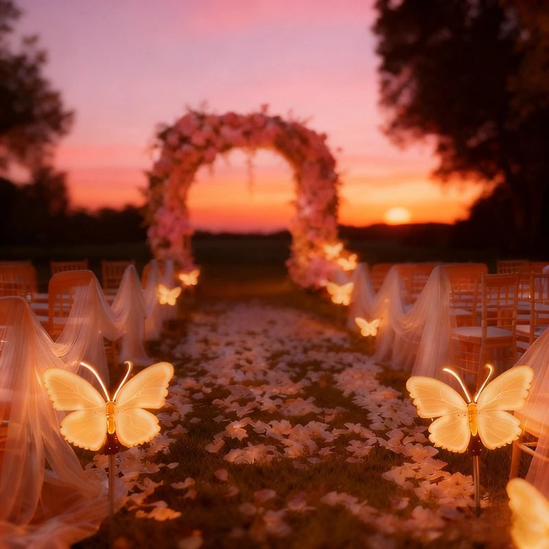 Automatic Opening LED Butterflies for Wedding Decor, Romantic Magical Light Up Wings for Party Christmas Festival Decoration