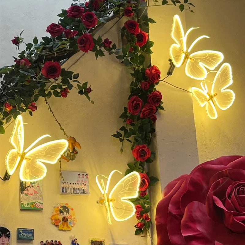 Automatic Opening LED Butterflies for Wedding Decor, Romantic Magical Light Up Wings for Party Christmas Festival Decoration