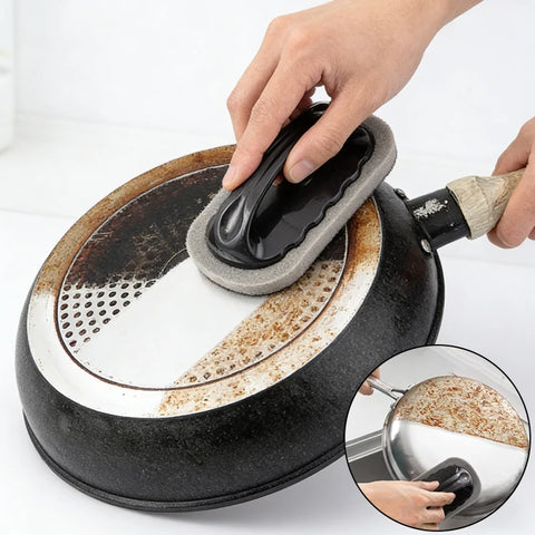 Magic Emery Sponge Brush Wipe Eraser Cleaner Kitchen Bath Rust Strong Decontamination Cleaning Tools With Handle Household Tools