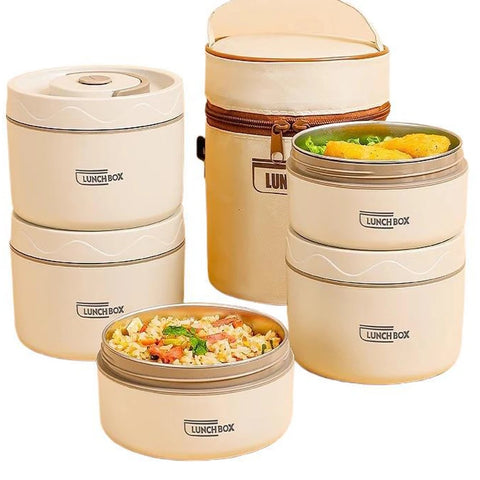 3pcs Insulated Lunch Box 304 Stainless Steel Food Grade Lunch Box Set with Insulation Bag 3 Individually Stackable Lunch Boxes