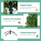 Christmas 8Ft Prelit Tree,With 1200 PVC Branch, With LED Lights, Iron Foldable Base, Artificial Christmas Trees Branch, Lights B