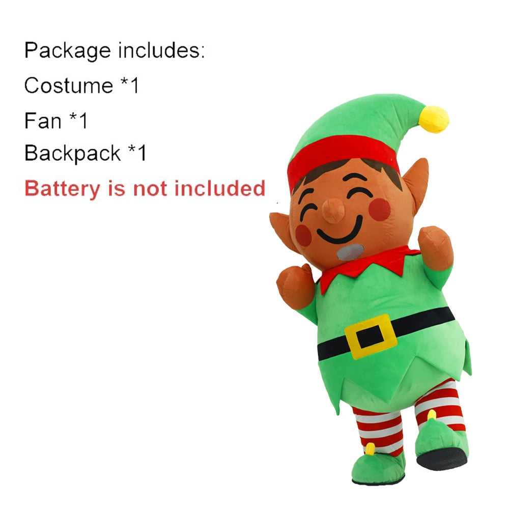 Christmas Elf Inflatable Costume Mascot Parade Adult Character Cosplay Christmas Party Event Plush Set