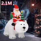 7FT Inflatable Santa Claus Riding Shake Head Bear And 5FT Christmas Snowman With LED Light Model Outdoor Garden Xmas Decorati