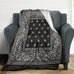 Black Bandana Paisley Art Blanket Soft and Warm Throw Digitally Printed Super Soft Micro Plush Blanket for Sofa Bed Living Room