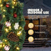 Christmas Wreath, Pre-Lit Artificial Christmas Garland Wreath with Red Bow Pine Cones Ball Ornaments, Remote Control LED Lights, Front Door Wall Window Holiday Decor for Home Party