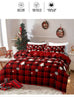 3-Piece Christmas-Themed Duvet Cover Set - Soft, Breathable, and Hypoallergenic Fabric - Checkered Elk Snowflake Print Design, P