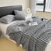 Striped Fuzzy Plush Throw Blanket 100×150cm Soft Cozy Fluffy Blanket for Sofa Bed Couch Home Decor