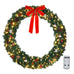 Christmas Wreath, Pre-Lit Artificial Christmas Garland Wreath with Red Bow Pine Cones Ball Ornaments, Remote Control LED Lights, Front Door Wall Window Holiday Decor for Home Party