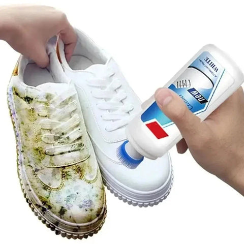 100ml White Shoes Stain Remover Whitening Cream-All-Purpose Cleaning Gel with Brush for Sneakers Leather Shoes without water rin