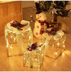 Christmas luminous wrought iron deer window decoration Christmas deer pull car with light gift box Christmas desktop bright