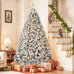 6FT/7.5FT Flocked Artificial Christmas Tree with Snowy Warm White LED Lights Hinged Divisions & Metal Stand  Soft Snow Fraser Fir Holiday Decor for Home & Office