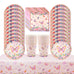 Butterfly Disposable Tableware Set Paper Plate Cup Napkins Pink Butterfly Birthday Party Decoration Baby Shower Wedding Supplies