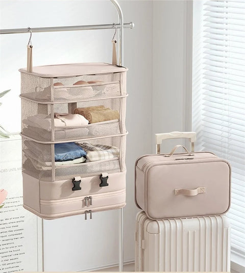 1pc Hanging Travel Clothes Storage Bag Large Capacity Underwear Storage Bag Business Trip Tourism Hotel Wardrobe Hanging Bag
