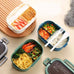 Double Layered Design With Fork And Spoon Fruit Bento Box For Easy Carrying, Microwave Safe, And Convenient Heating Lunch Box