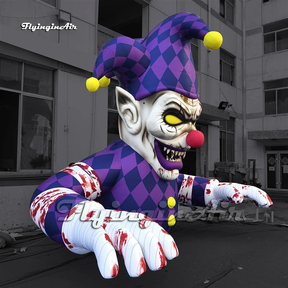 6m Giant Inflatable Scary Jester Horror Clown Air Blow Up Bloody Halloween Zombie for Haunted House Party Bar Decor