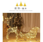 Christmas luminous wrought iron deer window decoration Christmas deer pull car with light gift box Christmas desktop bright