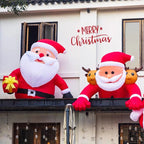 6FT Christmas Inflatables Roof Outdoor Decorations Climbing Santas Funny Hanging Santa Inflatable with Gift Bag for Window Eaves
