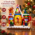 Christmas Village House Animated Rotating Santa Christmas Tree LED Light Music Bakery Coffee Shop Figurine Table Holiday Decor