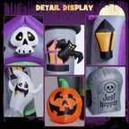 Halloween outdoor inflatables: 12 FT haunted house castle archway, PVC material, black and purple, weather-resistant with built