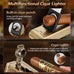 Leather Cigar Humidor with Cigar Lighter,Built-in Straight Cigar Cutter and Cigar Punch,Humidifier and Cedar Tray