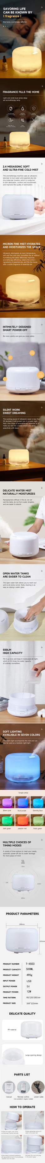 DwellCozy 500ml Ultrasonic Air Humidifier