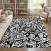 Abstract Ocean Blue Carpet, Modern Coastal Marble Carpet, Contemporary Living Room Rug.