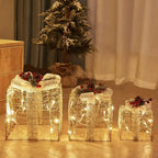 Christmas luminous wrought iron deer window decoration Christmas deer pull car with light gift box Christmas desktop bright