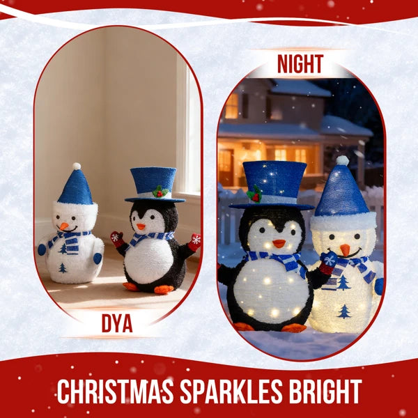 Xmas Gift LED Snowman Santa Claus Ornament with 100 Warm White LED Lights for Xmas Outdoor Indoor Decor Lighted Holiday Displays Christmas Tree Light Hanging Home Decor
