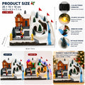 Animated Christmas Village House Moving Skiers Lighted Musical Ski Resort Scene Tabletop Holiday Decor Village Collectible Gifts