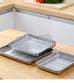 Flat Bottom 430 Stainless Steel Square Plate Oven Safe BBQ Grill Pan Drain Tray Oil Drip Rack Prep Plate for Roasting Grilling