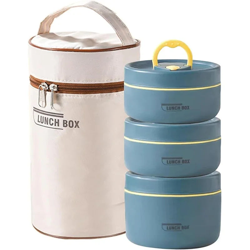 3pcs Insulated Lunch Box 304 Stainless Steel Food Grade Lunch Box Set with Insulation Bag 3 Individually Stackable Lunch Boxes