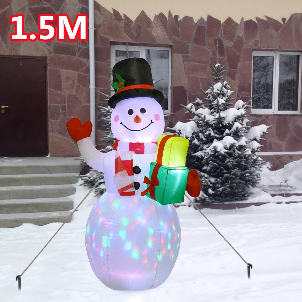 7FT Inflatable Santa Claus Riding Shake Head Bear And 5FT Christmas Snowman With LED Light Model Outdoor Garden Xmas Decorati