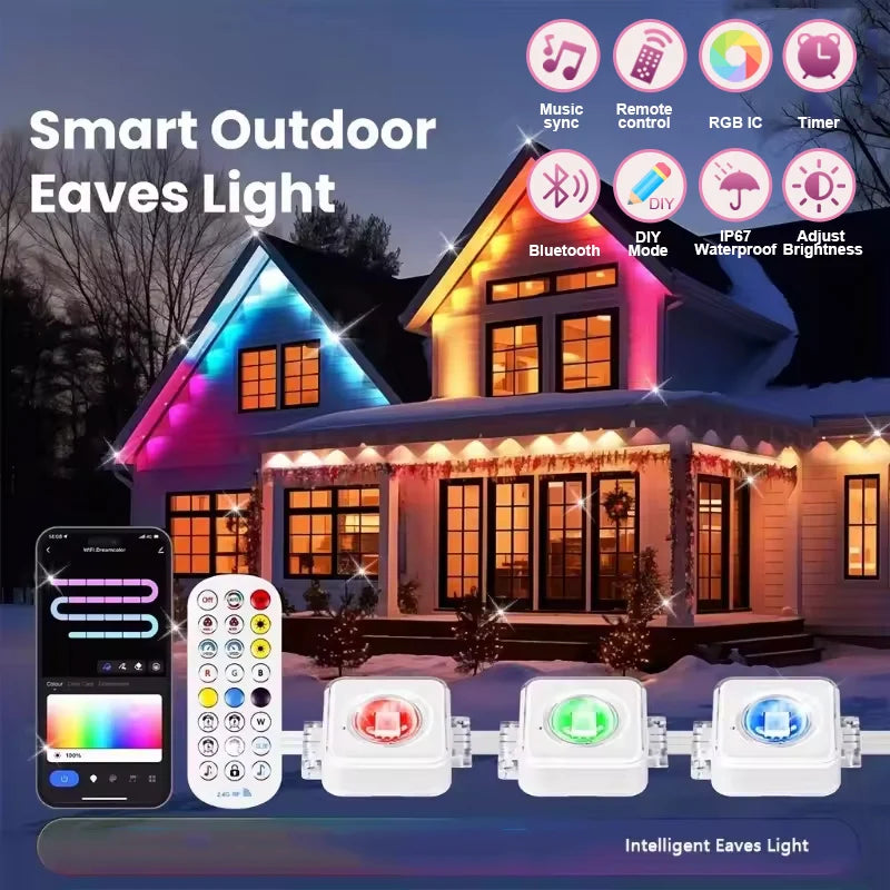 150ft 100ft 50ft Permanent Outdoor Lights Smart RGBIC Outdoor Lights with 75 Scene Modes String Lights with 90 LEDs for Garden