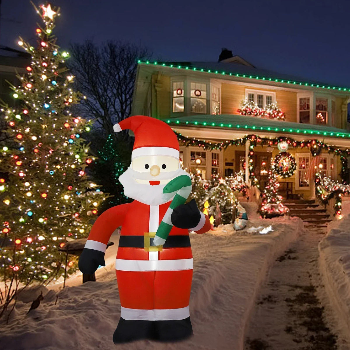 5FT 1.5M Christmas Inflatables Lifting Santa Claus with Cover Up and Down Outdoor Blow Up Xmas Decoration 2026 Party Yard Decor
