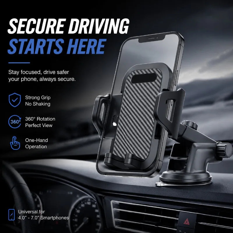 2-in-1 Universal Car Phone Mount for phone 4-6.5 inches