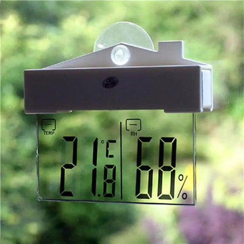 Digital Window Thermometer Hydrometer Suction Cup Large LCD Indoor Outdoor Weather Station Suctio for Baby Bedroom