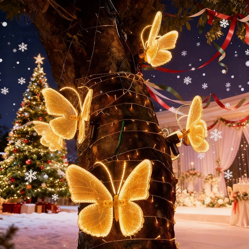 Automatic Opening LED Butterflies for Wedding Decor, Romantic Magical Light Up Wings for Party Christmas Festival Decoration