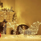Christmas luminous wrought iron deer window decoration Christmas deer pull car with light gift box Christmas desktop bright
