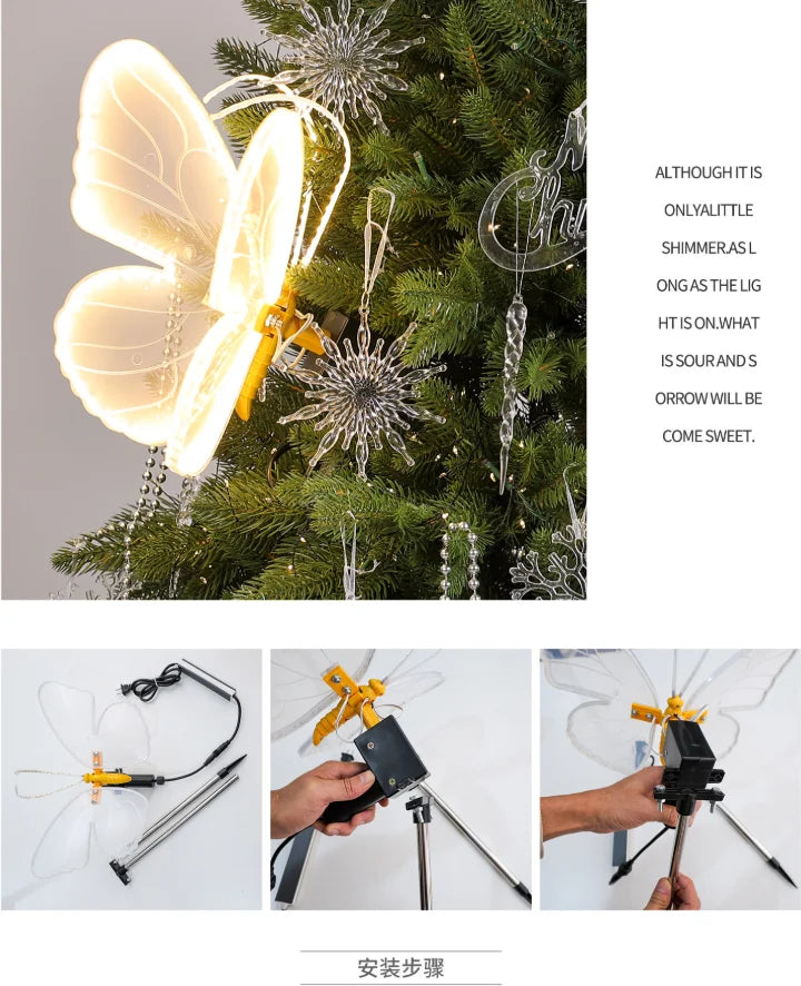 Automatic Opening LED Butterflies for Wedding Decor, Romantic Magical Light Up Wings for Party Christmas Festival Decoration