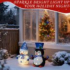 Xmas Gift LED Snowman Santa Claus Ornament with 100 Warm White LED Lights for Xmas Outdoor Indoor Decor Lighted Holiday Displays Christmas Tree Light Hanging Home Decor