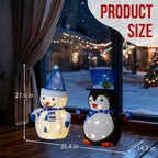 Xmas Gift LED Snowman Santa Claus Ornament with 100 Warm White LED Lights for Xmas Outdoor Indoor Decor Lighted Holiday Displays Christmas Tree Light Hanging Home Decor
